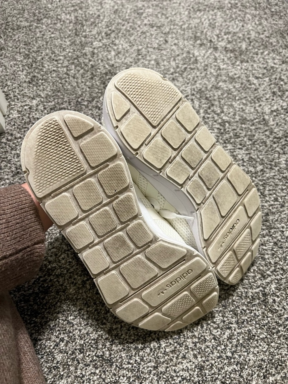 Adidas Men's All-White Knit Athletic Sneakers - Picture 8 of 8